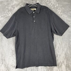 Tommy Bahama Mens Polo Shirt Size L Dark Gray Textured Dot Short Sleeve